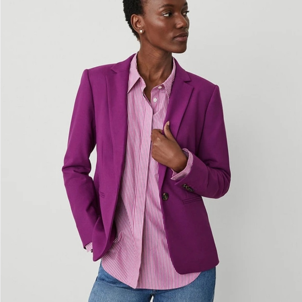 Ann Taylor Hutton Blazer in Twill Pulsar Purple size 8 NEW